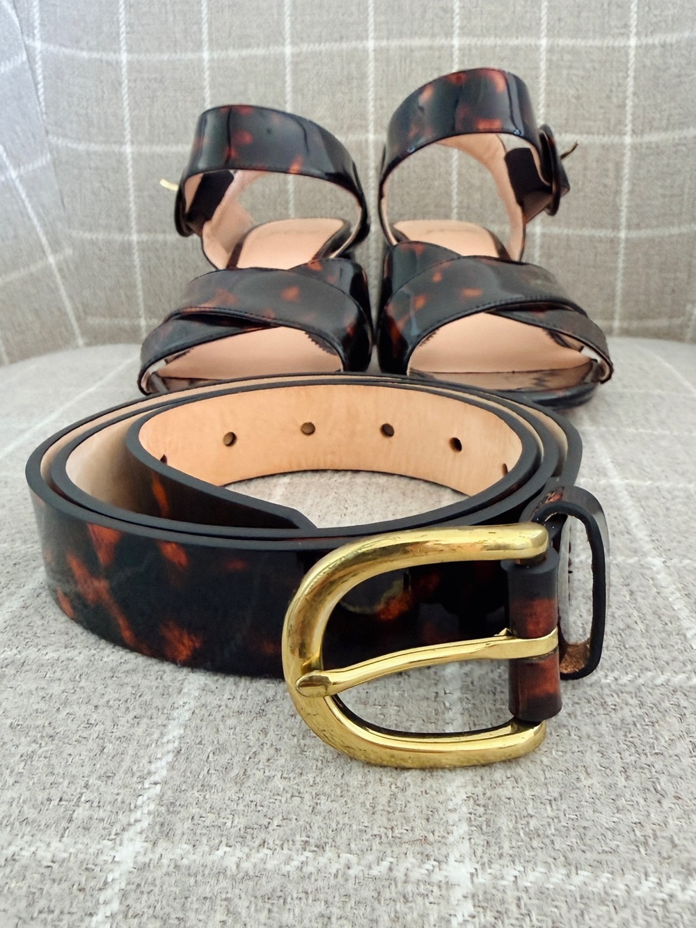 J.Crew Tortoiseshell Sandals & Matching Belt Set – Size 7.5